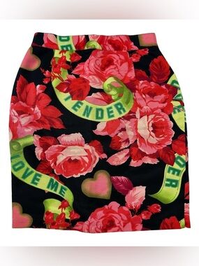80s Vintage rose Love pencil skirt XS Elvis